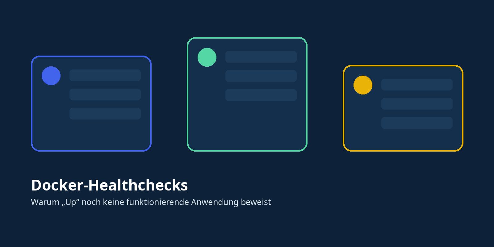 Technische Darstellung von Docker-Healthchecks und Dienstzuständen