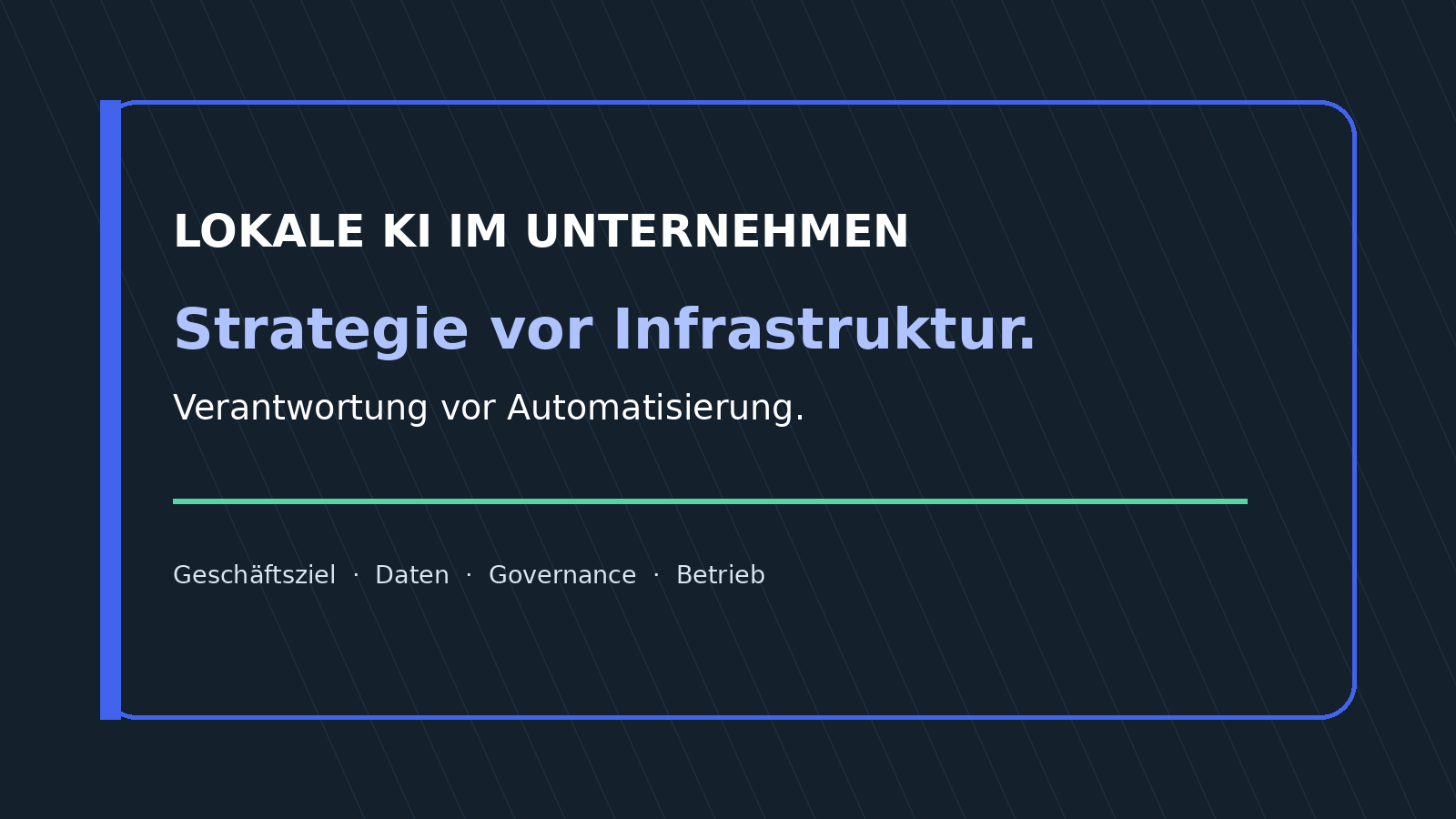 Reduzierte Titelgrafik zu lokaler KI mit Fokus auf Strategie und Verantwortung